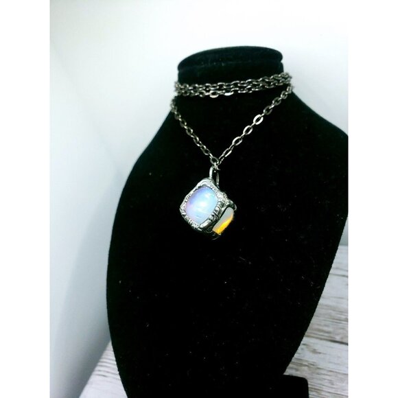 Opalite cube crystal necklace handmade ooak jewelry - Picture 11 of 12
